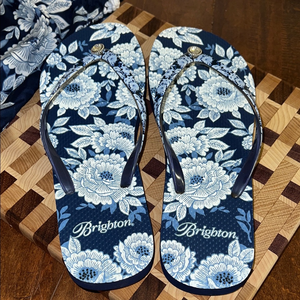 Brighton Women's Blue Floral Sandals Sz 10